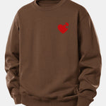Velira Sweatshirts Kava / XS Širdies dėlionės spaudinys laisvo kirpimo džemperis