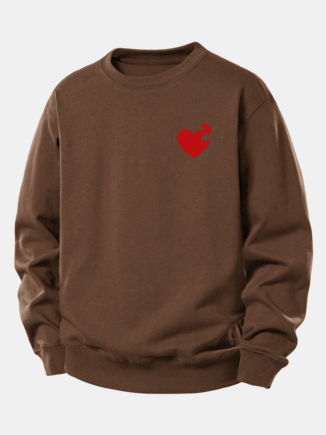 Velira Sweatshirts Kava / XS Širdies dėlionės spaudinys laisvo kirpimo džemperis