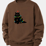 Velira Sweatshirts Kava / XS Spalvinga Lengva Juoda Katė Spauda Laisvas Fit Megztinis