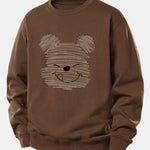 Velira Sweatshirts Kava / XS Taškuotas meškiukas spauda laisvas megztinis