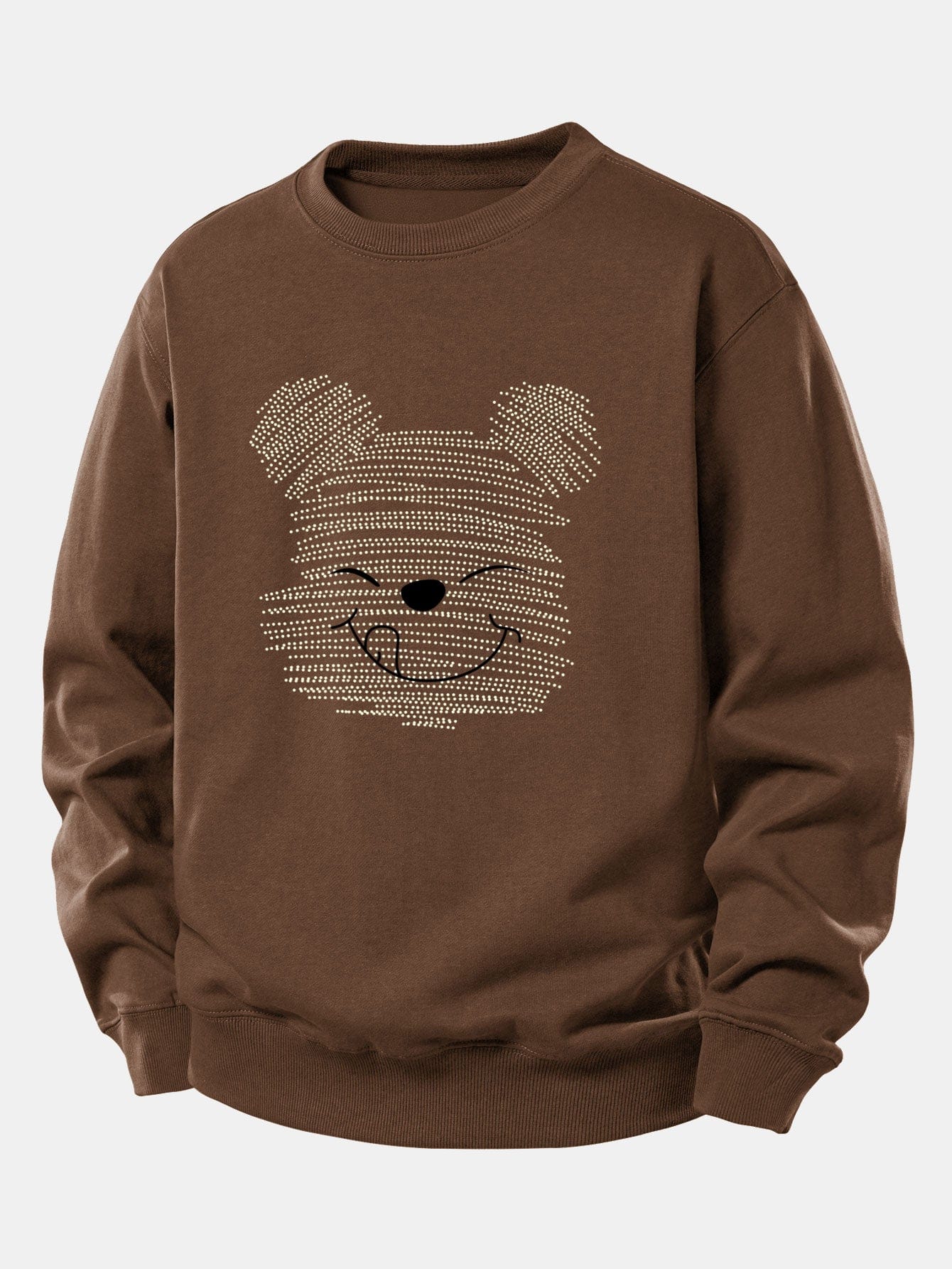 Velira Sweatshirts Kava / XS Taškuotas meškiukas spauda laisvas megztinis