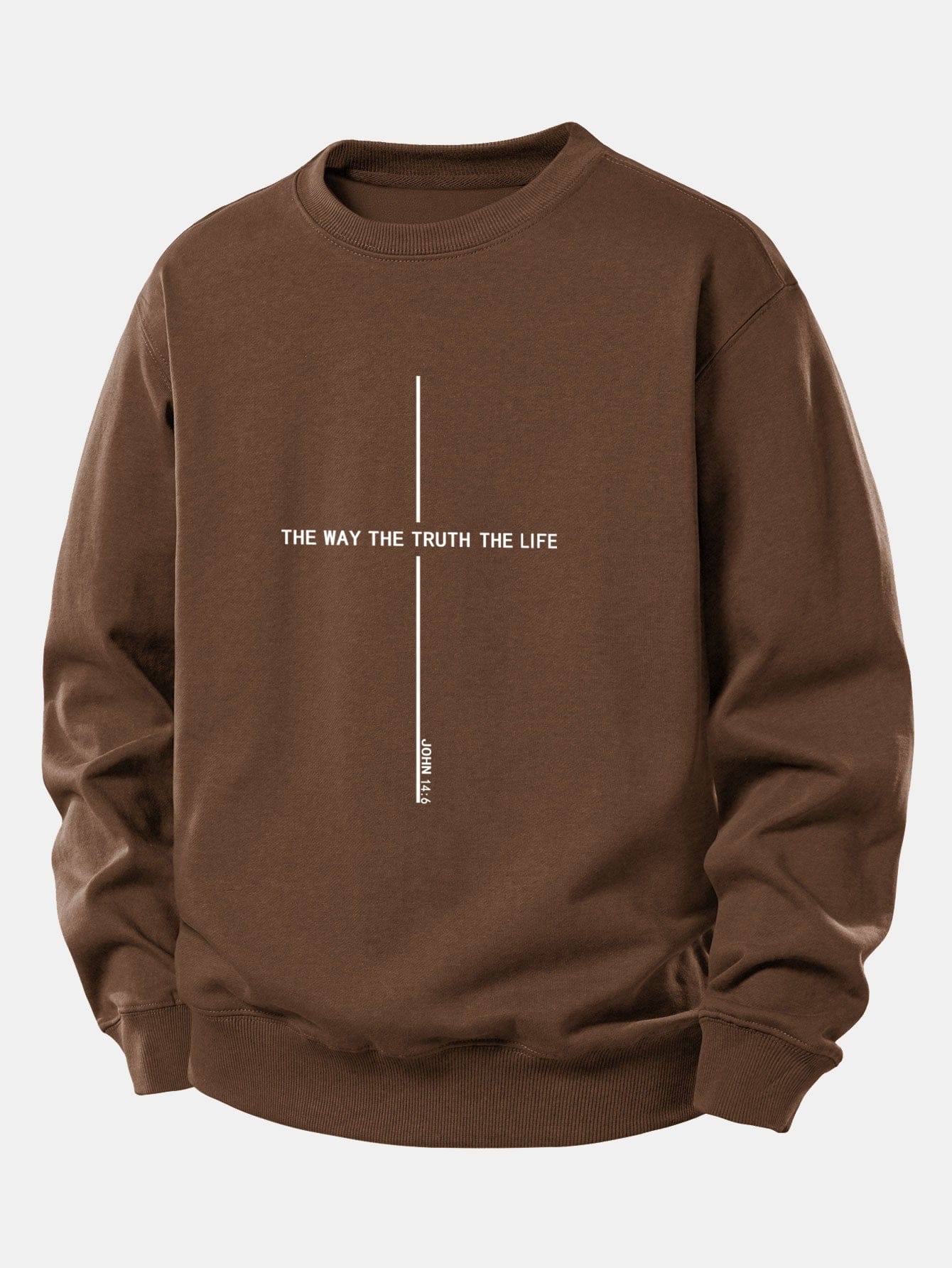 Velira Sweatshirts Kava / XS Tikėjimo spauda laisvo kirpimo džemperis