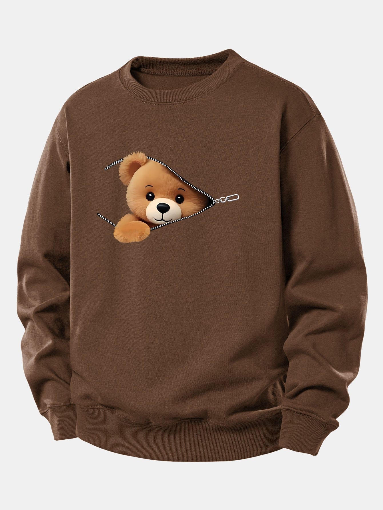 Velira Sweatshirts Kava / XS Užtrauktuko Meškos Rašto Laisvalaikio Džemperis