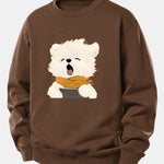 Velira Sweatshirts Kava / XS Žiovaujantis Šuniukas Spauda Laisvas Fit Džemperis