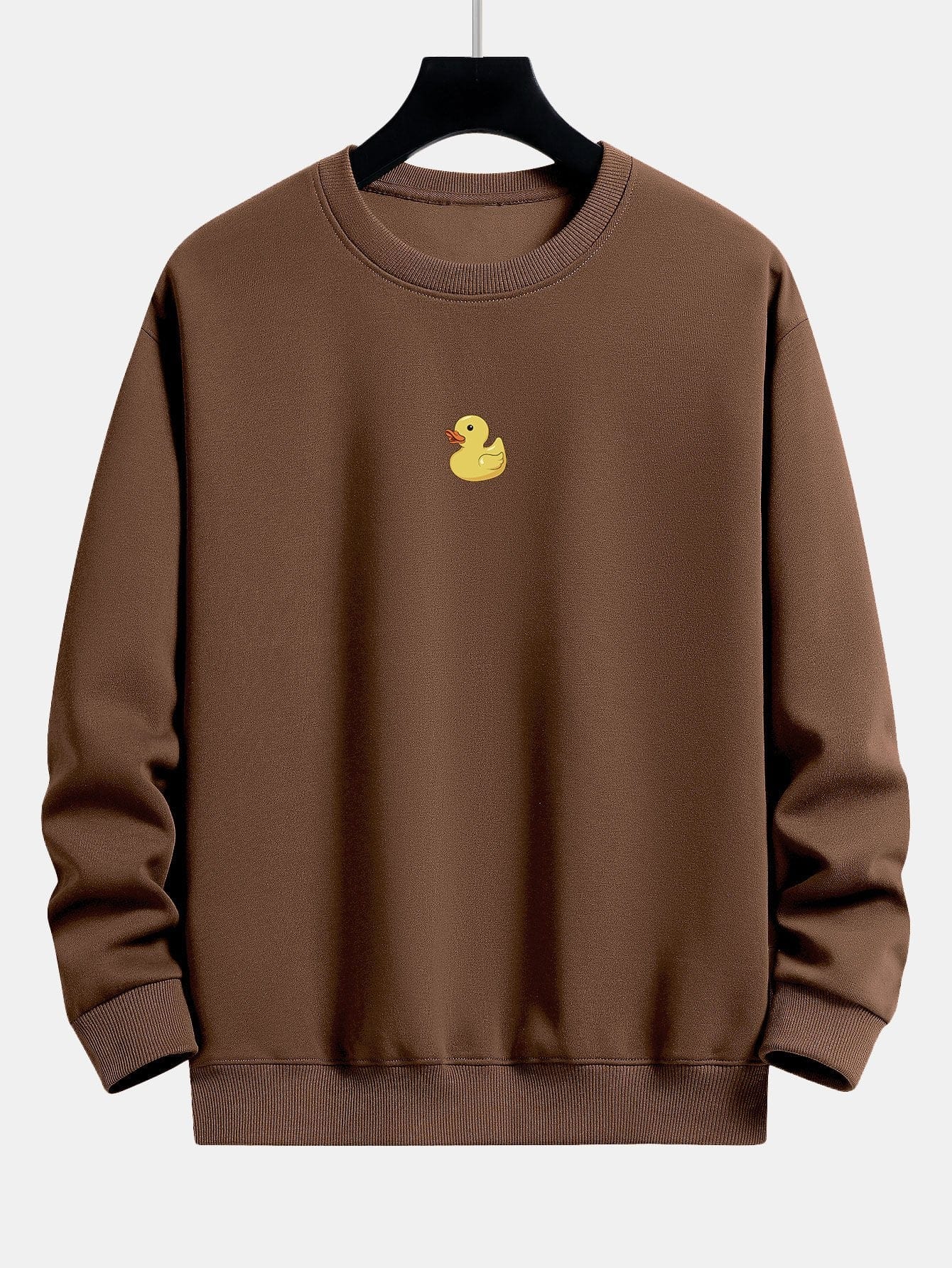 Velira Sweatshirts kavinė / S Maža Geltona Anties Spauda Laisva Fit Kapišonas