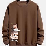 Velira Sweatshirts kavos / S Karinio Katino Spauda Laisvalaikio Palaidinė