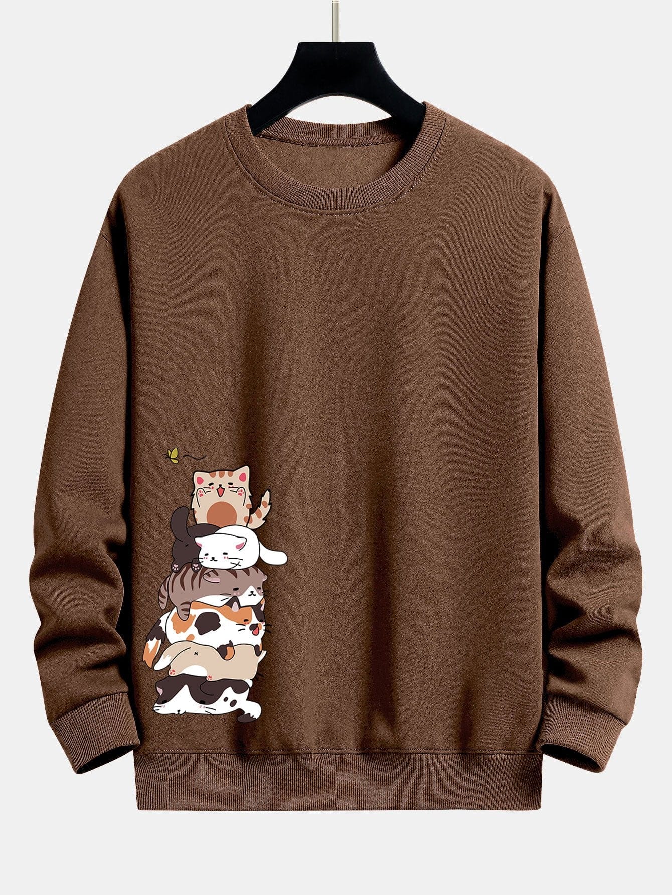 Velira Sweatshirts kavos / S Karinio Katino Spauda Laisvalaikio Palaidinė