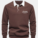 Velira Sweatshirts kavos / S Sloganas Spausdintas Kontrasto Polo Apykaklės Megztinis