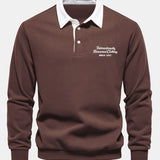 Velira Sweatshirts kavos / S Sloganas Spausdintas Kontrasto Polo Apykaklės Megztinis