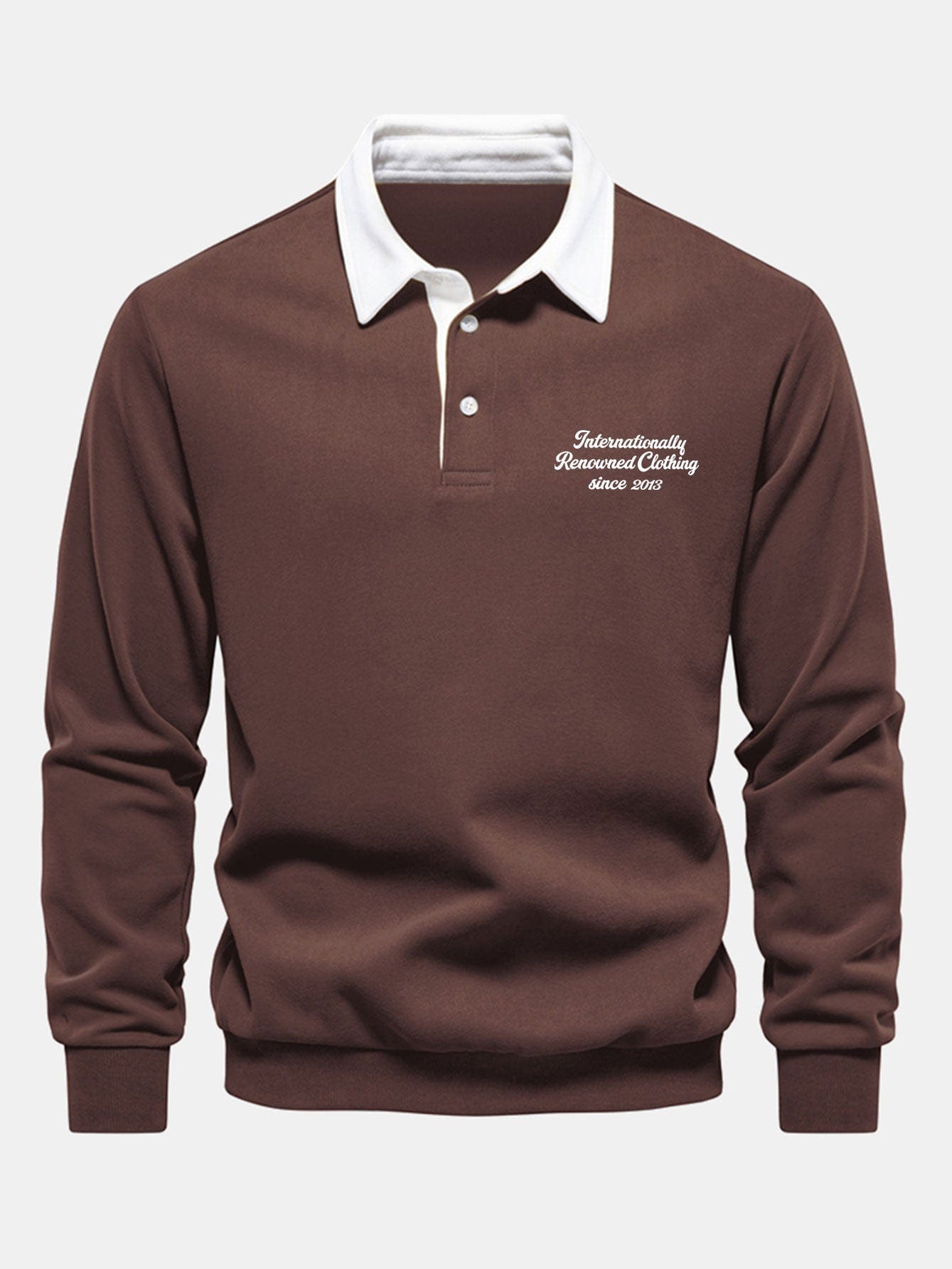 Velira Sweatshirts kavos / S Sloganas Spausdintas Kontrasto Polo Apykaklės Megztinis