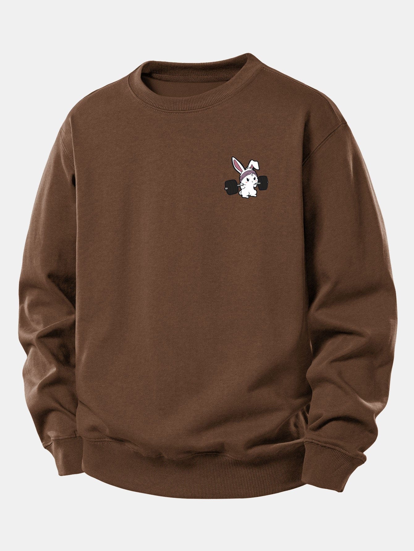 Velira Sweatshirts Kavos / XS Fitneso Kiškio Spaudas Laisvas Pjūvis Sportinis Megztinis