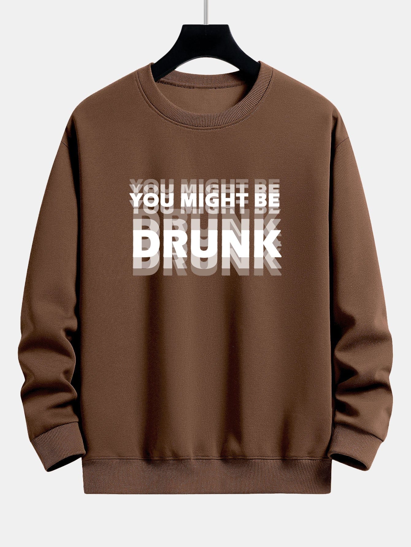 Velira Sweatshirts kavos / XS Galbūt esate apsvaigęs spausdinimo laisvo kirpimo džemperis