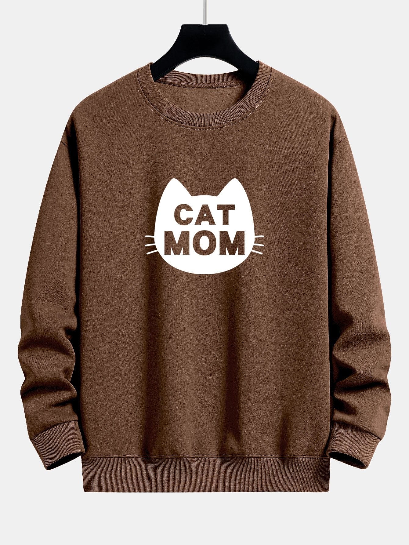 Velira Sweatshirts kavos / XS Katės Mamos Spauda Laisvas Fit Palaidinukė