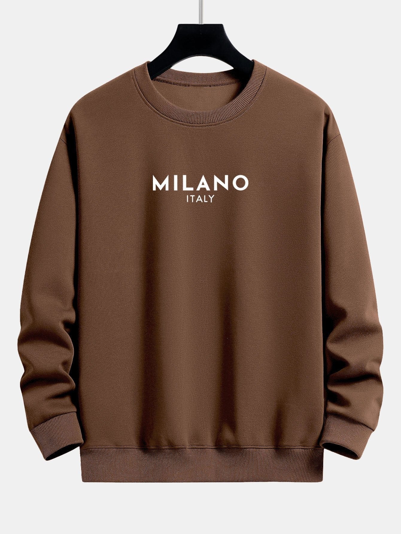 Velira Sweatshirts kavos / XS Milano spaudinys laisvas prigludimas megztinis
