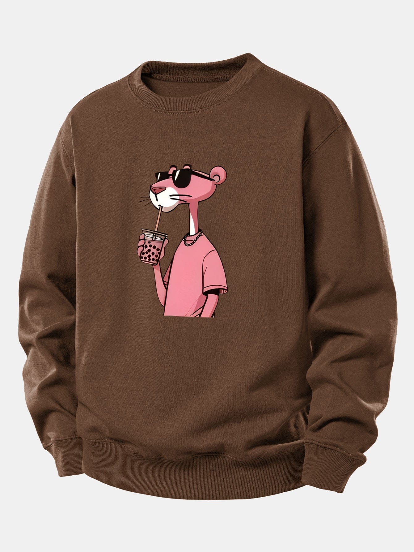 Velira Sweatshirts Kavos / XS Rožinė Pantera Spauda Laisva Fit Džemperis