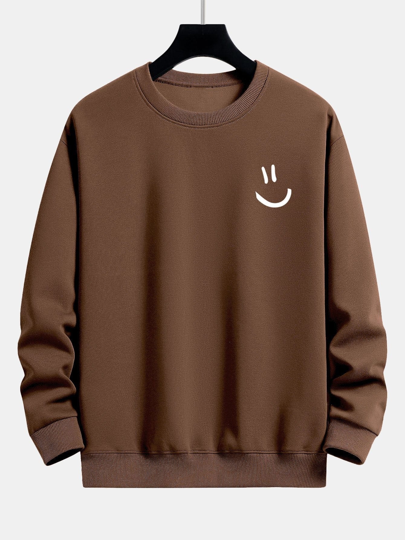 Velira Sweatshirts kavos / XS Šypsenos Veido Spauda Laisvas Fit Palaidinukė