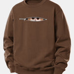 Velira Sweatshirts Kavos / XS Užtrauktuko katės spaudo laisvo kirpimo džemperis