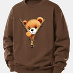 Velira Sweatshirts Kavos / XS Užtrauktuko meškiuko spauda laisvo kirpimo džemperis