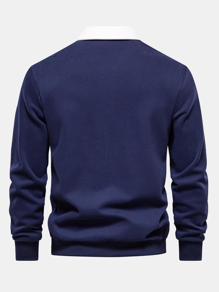 Velira Sweatshirts Kontrasto Polo Apykaklės Megztinis