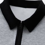 Velira Sweatshirts Kontrasto Užtrauktuko Polo Apykaklės Švarkelis