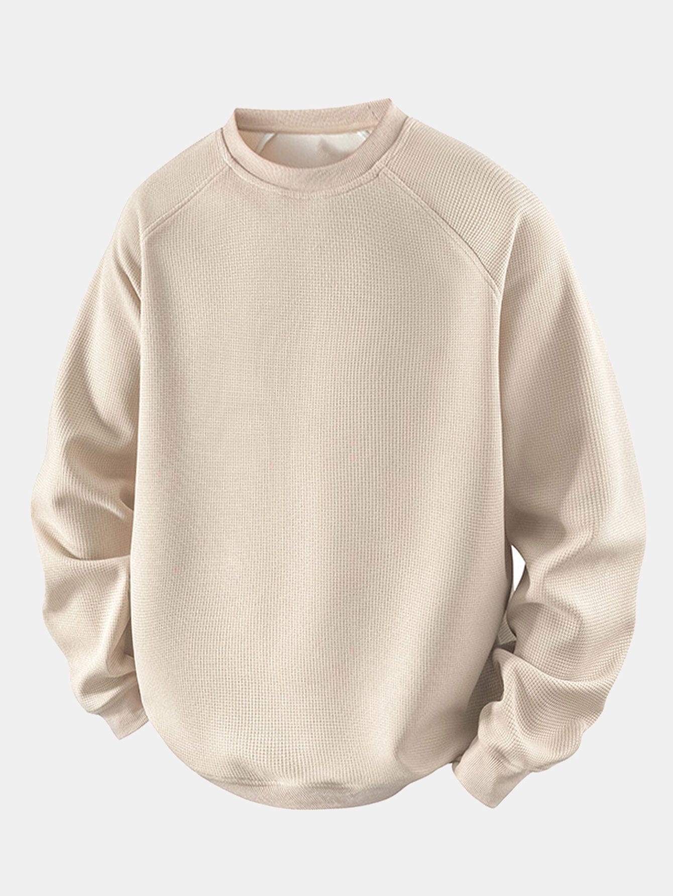 Velira Sweatshirts kreminė / S Atsipalaidavęs Waffle Crew Neck Megztinis