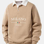 Velira Sweatshirts Kreminė / S Milano Spausdinimo Kontrasto Polo Apykaklės Megztinis