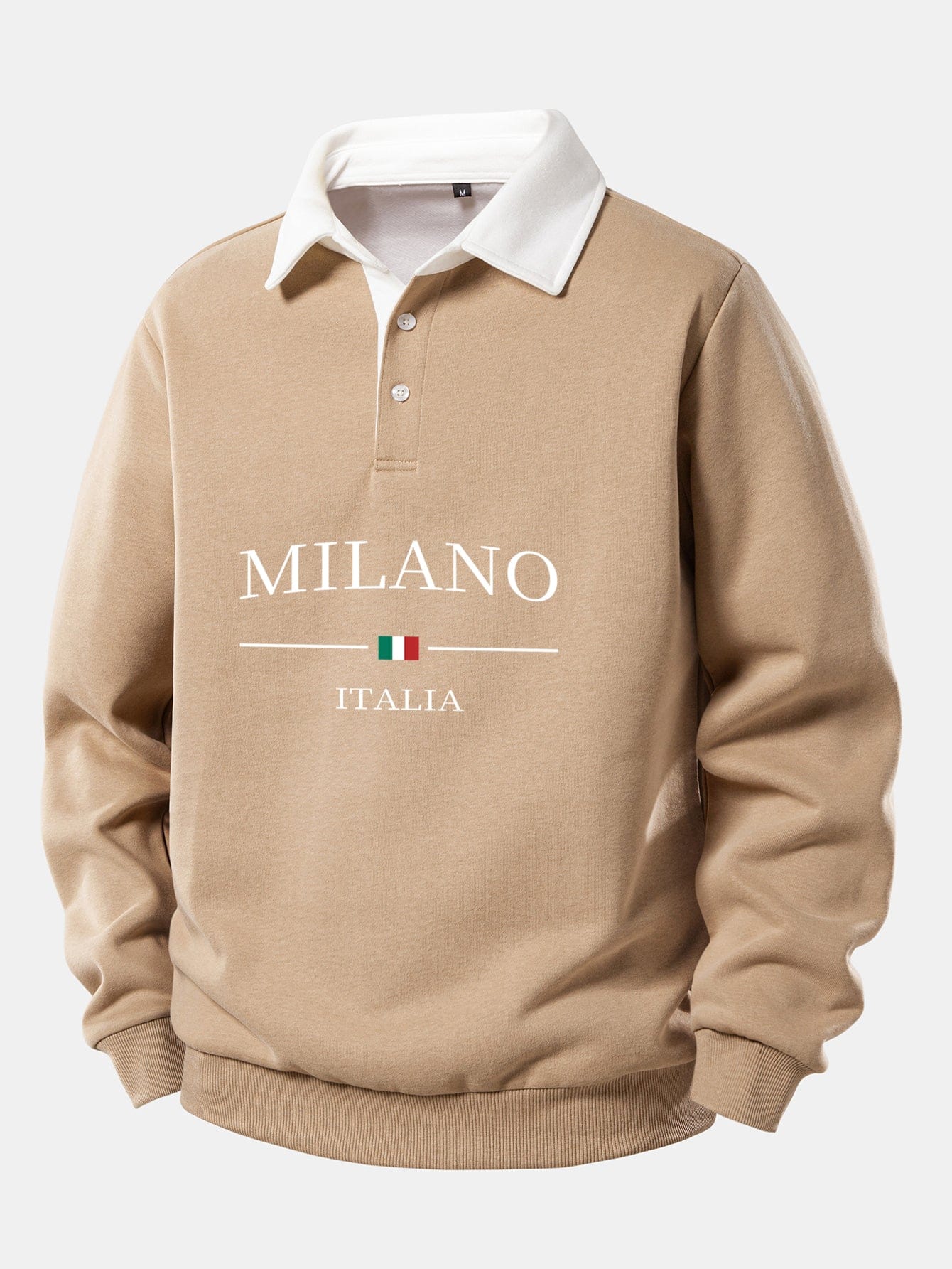 Velira Sweatshirts Kreminė / S Milano Spausdinimo Kontrasto Polo Apykaklės Megztinis