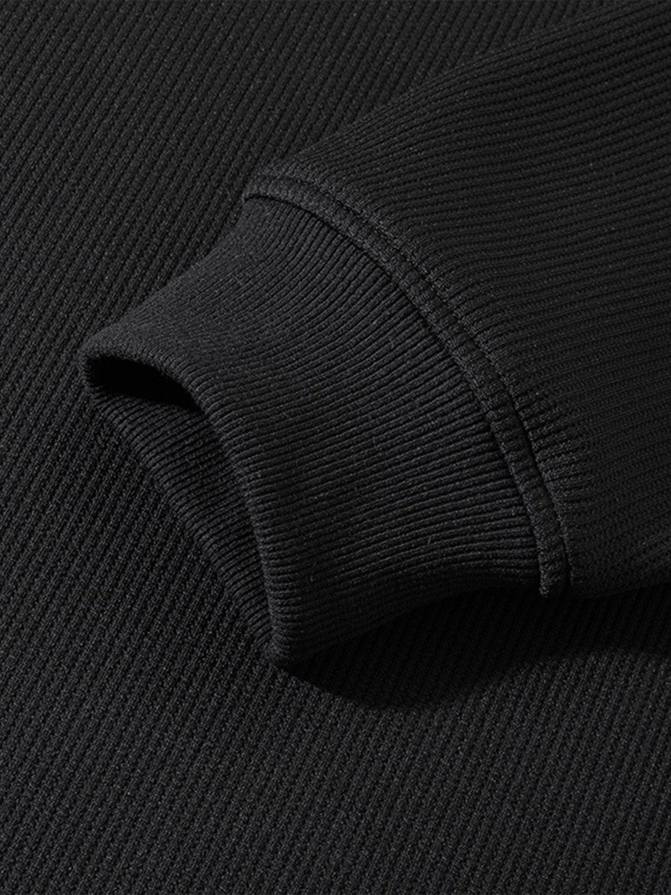 Velira Sweatshirts Laisvas Fit Waffle V formos Kaklo Megztinis