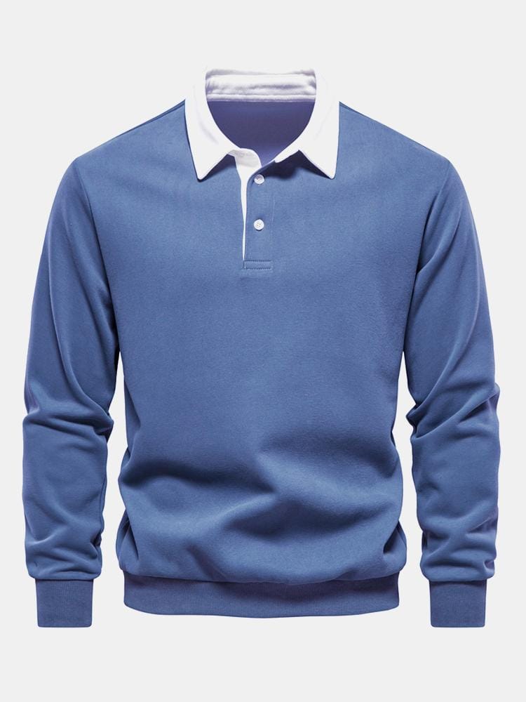 Velira Sweatshirts mėlyna / S Kontrasto Polo Apykaklės Megztinis