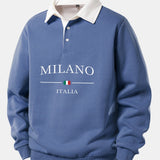 Velira Sweatshirts Mėlyna / S Milano Spausdinimo Kontrasto Polo Apykaklės Megztinis
