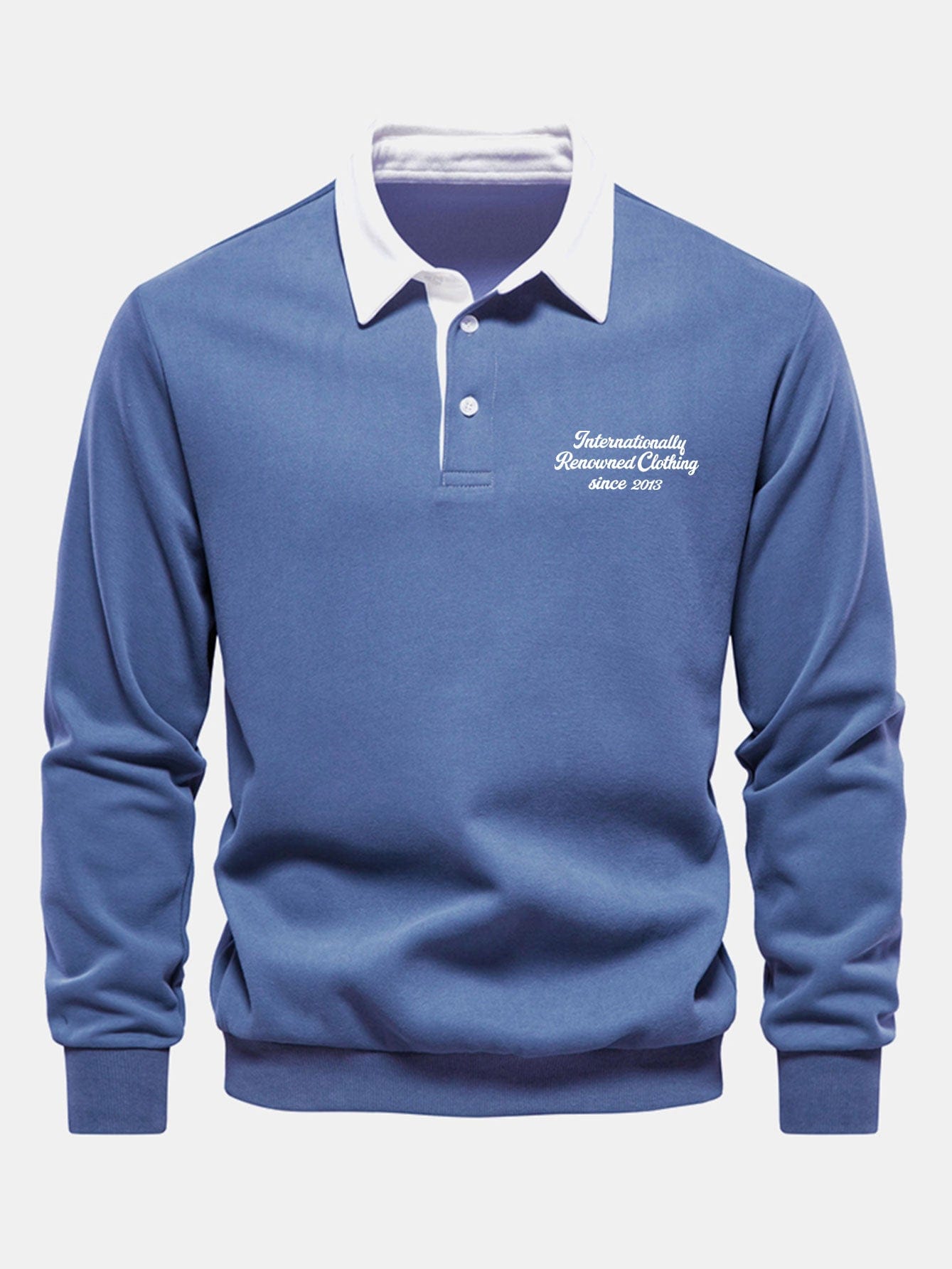Velira Sweatshirts mėlyna / S Sloganas Spausdintas Kontrasto Polo Apykaklės Megztinis