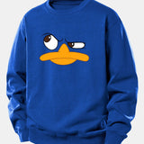 Velira Sweatshirts Mėlyna / XS Emotikonų antis spauda laisvo kirpimo džemperis