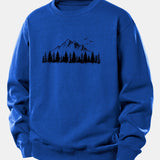 Velira Sweatshirts Mėlyna / XS Kalnų gamtos spauda laisvo kirpimo džemperis