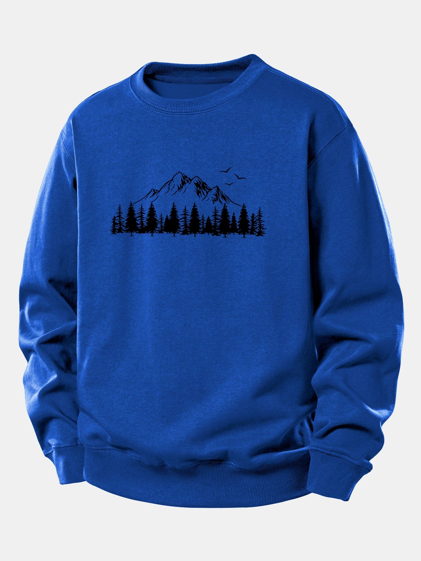 Velira Sweatshirts Mėlyna / XS Kalnų gamtos spauda laisvo kirpimo džemperis
