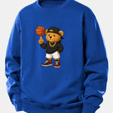 Velira Sweatshirts Mėlyna / XS Krepšinio Meškos Spauda Laisvalaikio Palaidinė