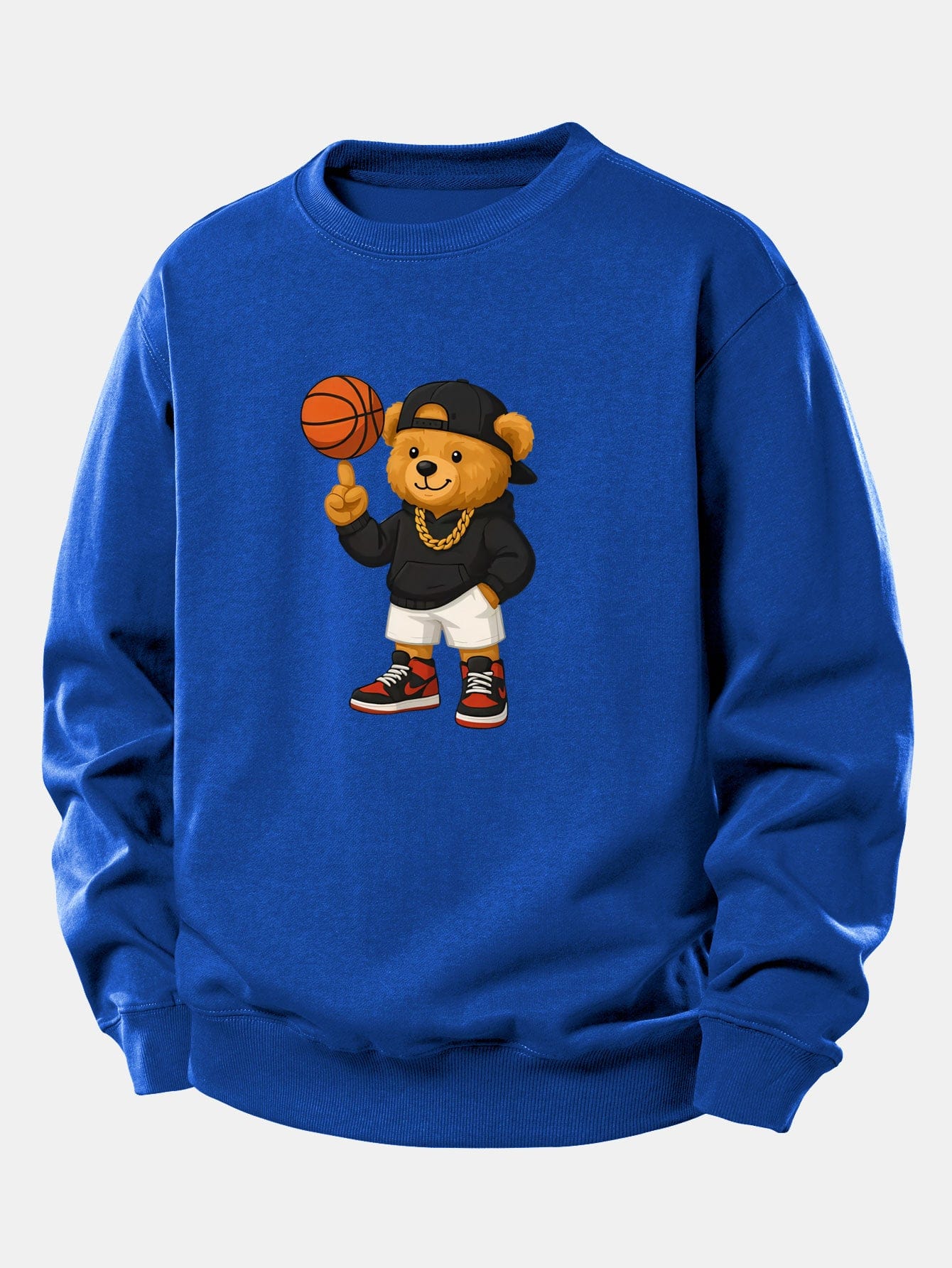 Velira Sweatshirts Mėlyna / XS Krepšinio Meškos Spauda Laisvalaikio Palaidinė