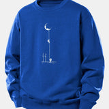 Velira Sweatshirts Mėlyna / XS Mėnulio Astronauto Spauda Laisvo Pjūvio Džemperis
