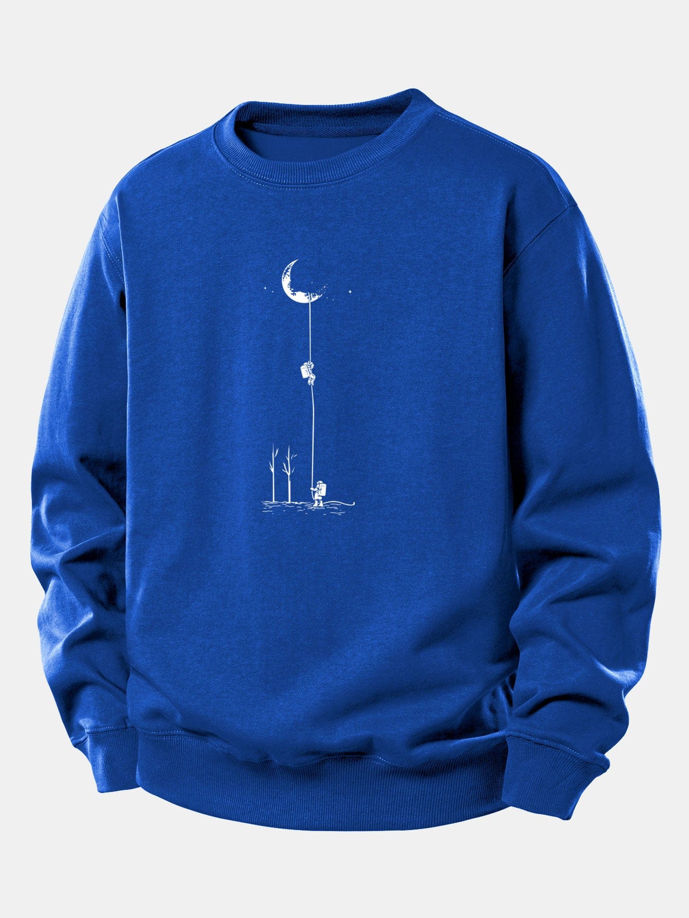 Velira Sweatshirts Mėlyna / XS Mėnulio Astronauto Spauda Laisvo Pjūvio Džemperis