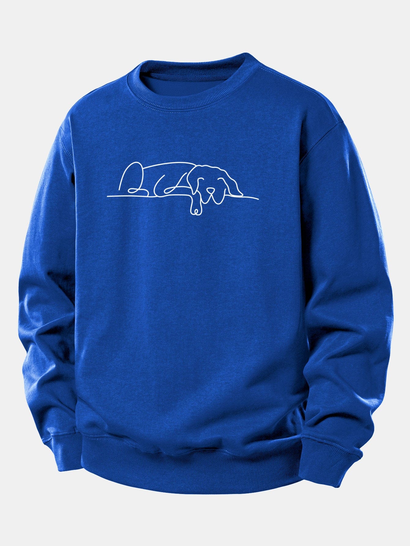 Velira Sweatshirts Mėlyna / XS Miegantis Šuo Linijos Spauda Laisvas Fit Megztinis
