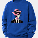Velira Sweatshirts Mėlyna / XS Rožinė džentelmenų panteros spauda laisvo kirpimo megztinis