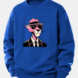 Velira Sweatshirts Mėlyna / XS Rožinė džentelmenų panteros spauda laisvo kirpimo megztinis