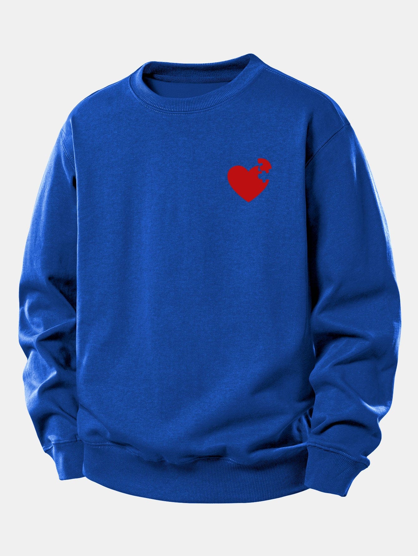 Velira Sweatshirts Mėlyna / XS Širdies dėlionės spaudinys laisvo kirpimo džemperis