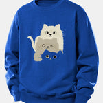 Velira Sweatshirts Mėlyna / XS Trys Katės Spauda Laisvo Pjūvio Džemperis