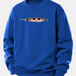 Velira Sweatshirts Mėlyna / XS Užtrauktuko katės spaudo laisvo kirpimo džemperis