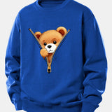 Velira Sweatshirts Mėlyna / XS Užtrauktuko meškiuko spauda laisvo kirpimo džemperis