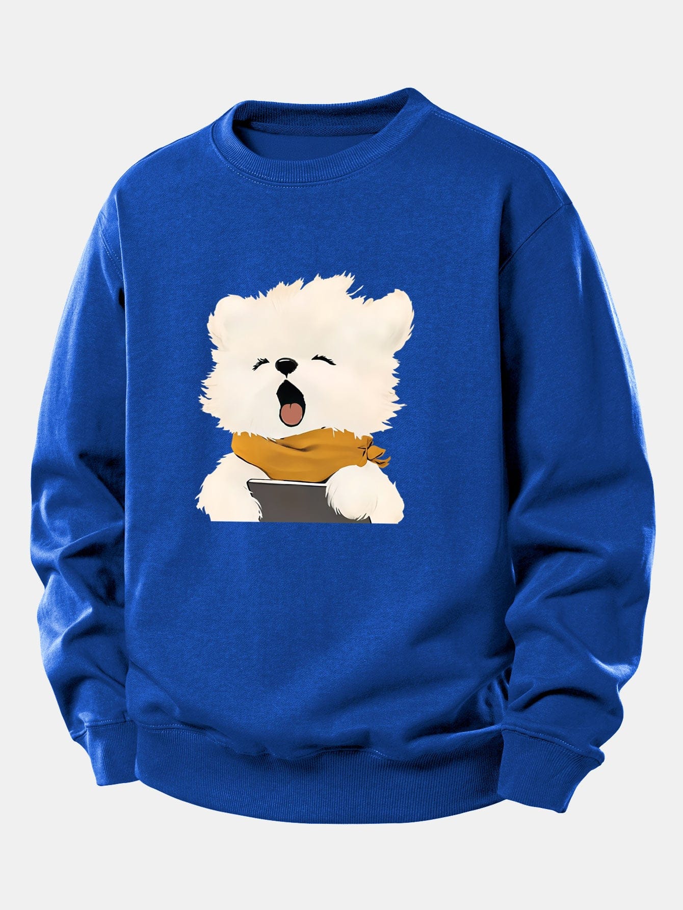 Velira Sweatshirts Mėlyna / XS Žiovaujantis Šuniukas Spauda Laisvas Fit Džemperis