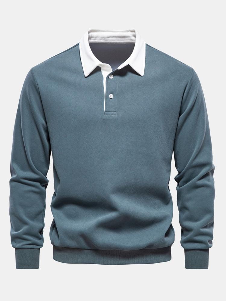 Velira Sweatshirts mėlyna-žalia / S Kontrasto Polo Apykaklės Megztinis