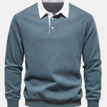 Velira Sweatshirts mėlyna-žalia / S Kontrasto Polo Apykaklės Megztinis
