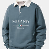 Velira Sweatshirts Mėlyna-žalia / S Milano Spausdinimo Kontrasto Polo Apykaklės Megztinis