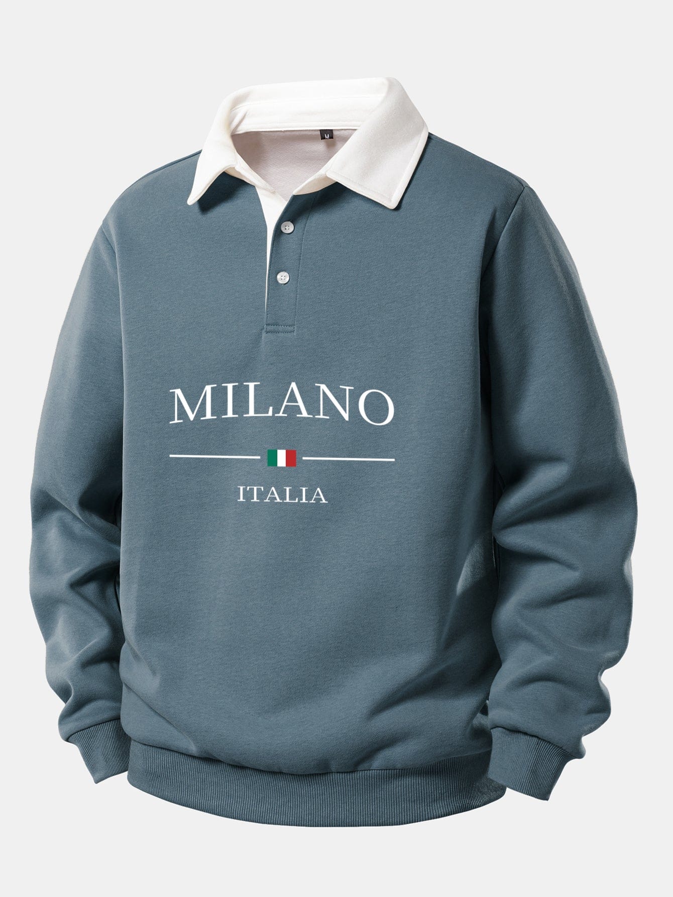 Velira Sweatshirts Mėlyna-žalia / S Milano Spausdinimo Kontrasto Polo Apykaklės Megztinis